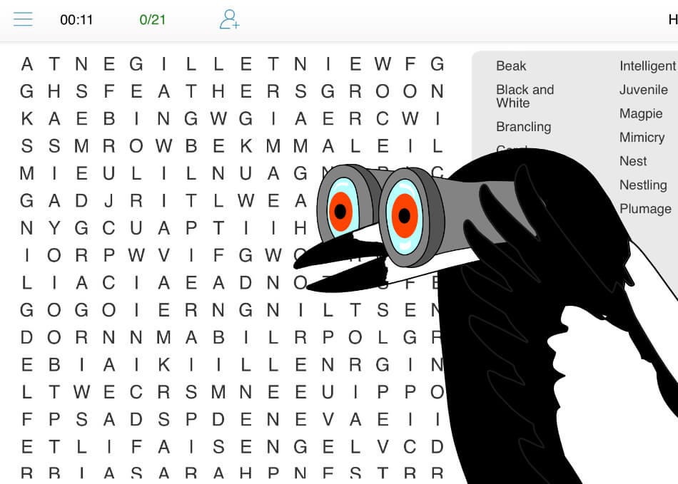 Magpie Word Search - Online or Print