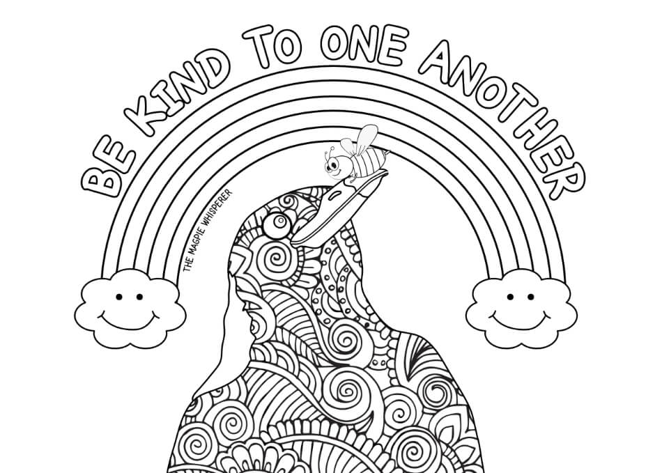 Magpie Colouring Page: Be Kind to One Another